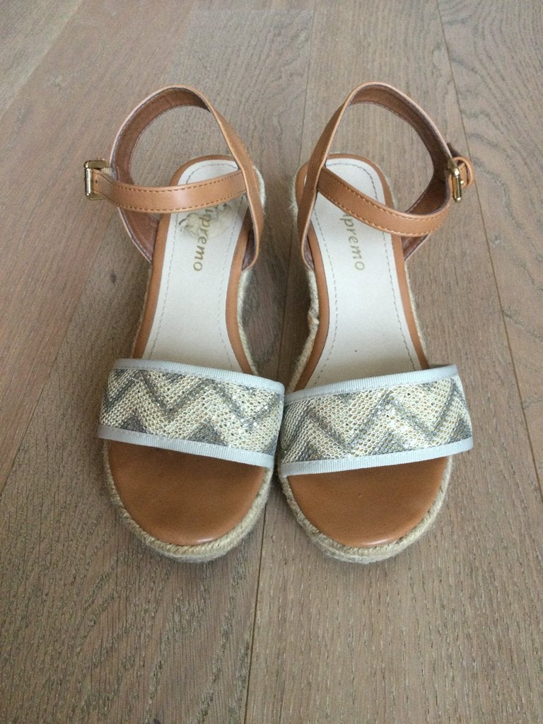 Sandales à semelle en espadrille, Enlèvement ou Envoi, Beige, Supremo, Porté