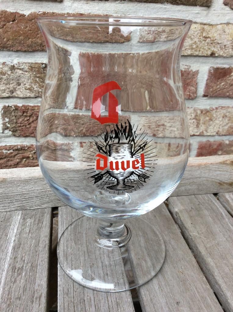 DUVEL GLAS RODE OPDRUK 33 CL ZO GOED ALS NIEUW, Enlèvement ou Envoi, Comme neuf, Verre ou Verres, Duvel
