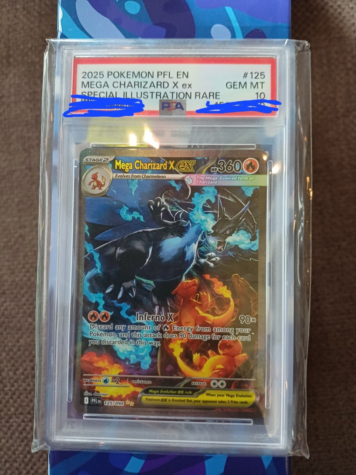 mega charizard x ex pfl 125 psa10, Hobby en Vrije tijd, Ophalen, Nieuw, Losse kaart