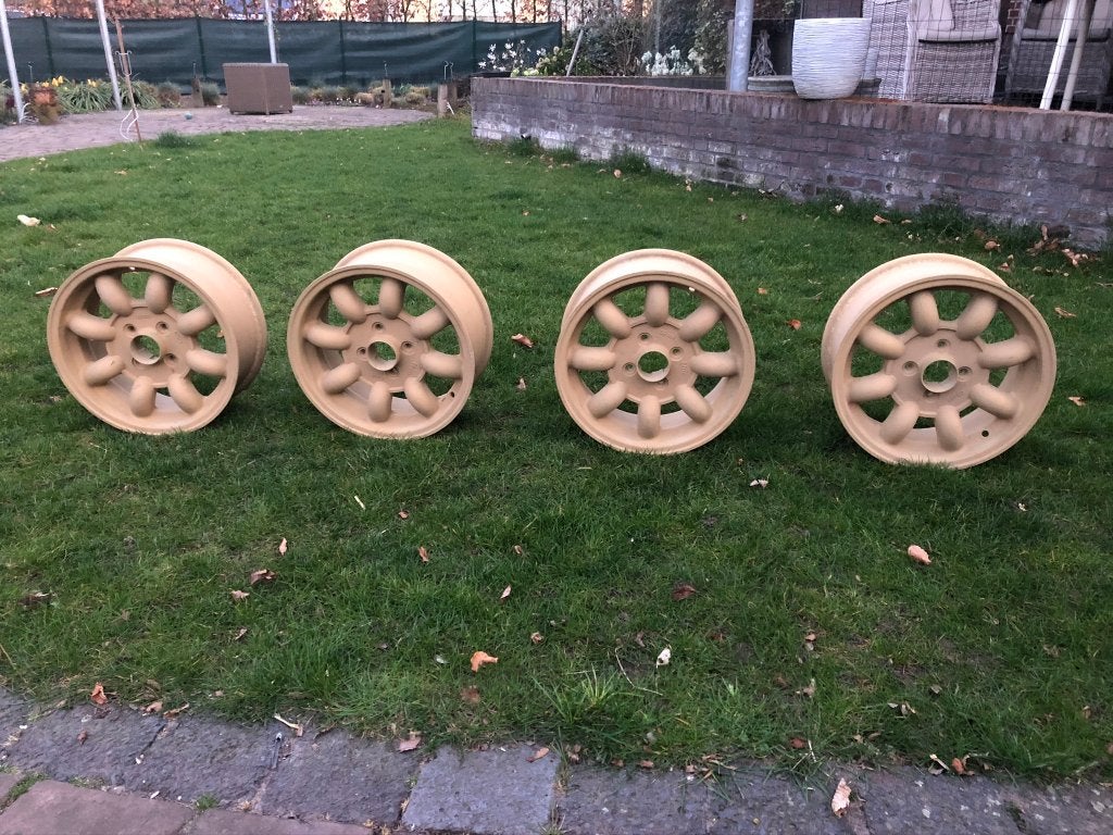 oldtimer GB/minilite wielen 8 spaak 6J 14 Steek 98mm ET 26,5, Auto-onderdelen, Banden en Velgen, Ophalen, Velg(en)