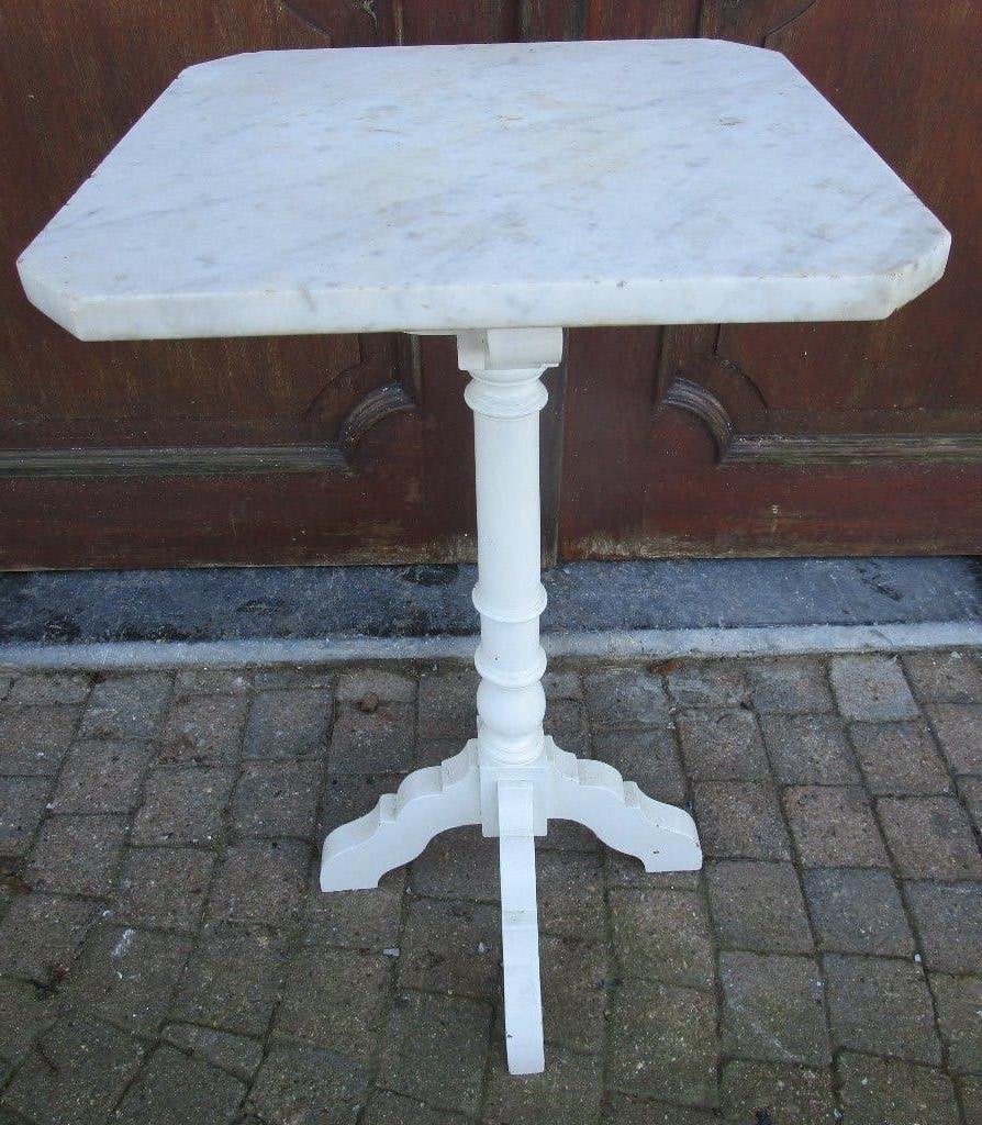 mooie plantentafel in eik en marmer, Ophalen