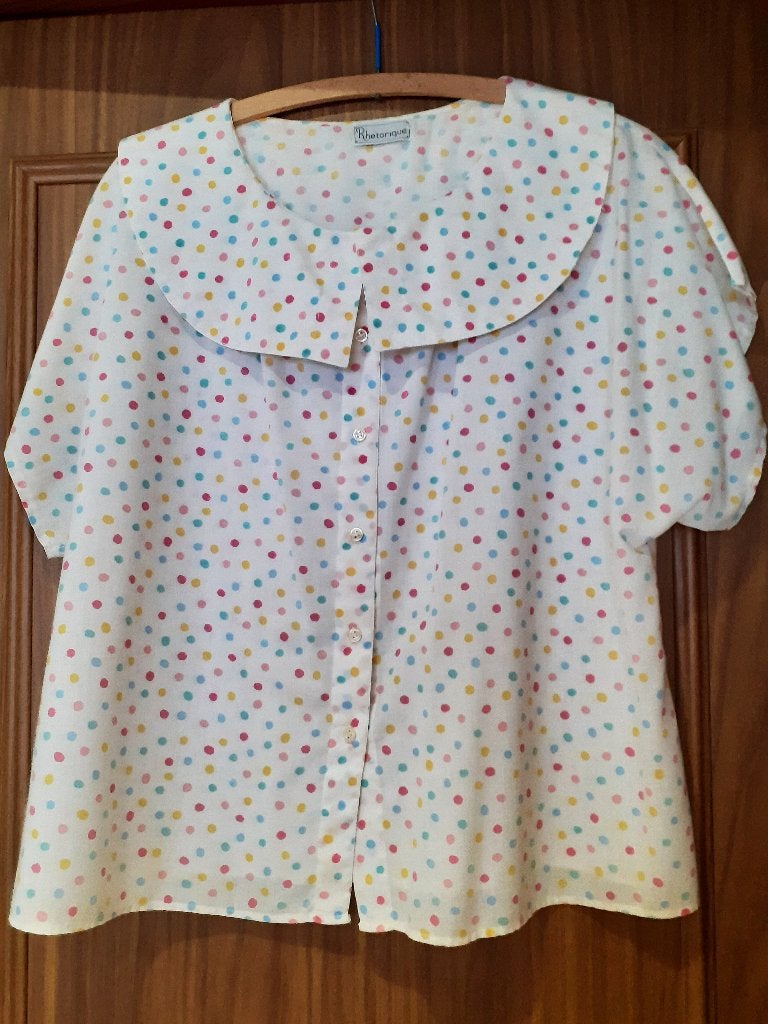 Blouse blanche  à pois de couleurs - taille 46, Vêtements | Femmes, Enlèvement