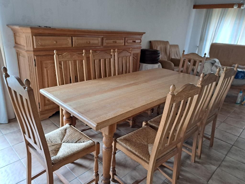 Eiken eetkamer, Maison & Meubles, Salles à manger complètes, Enlèvement, Comme neuf, Eik, 6 à 8 chaises