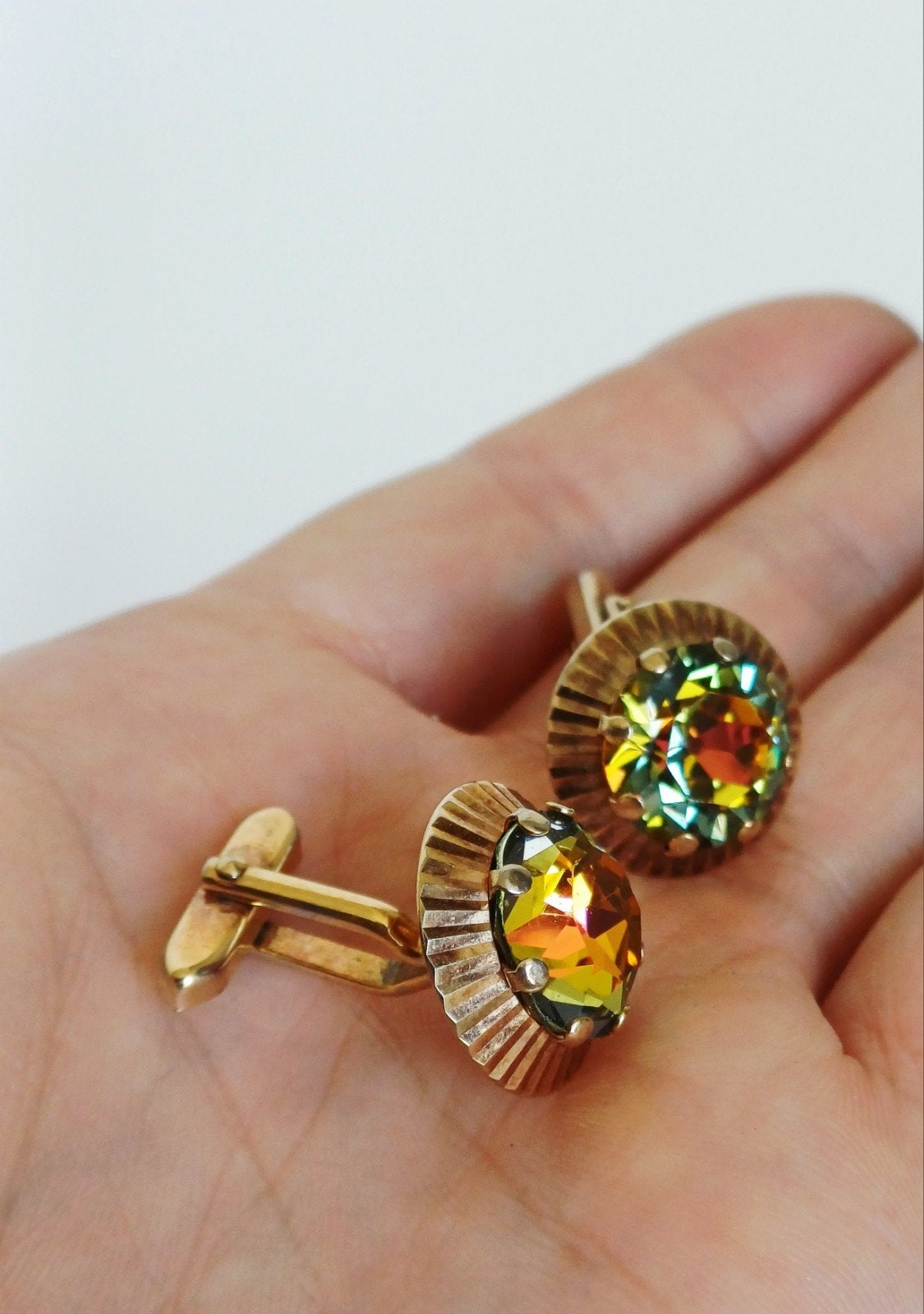 vintage regenboog manchetknopen, Handtassen en Accessoires, Ophalen of Verzenden
