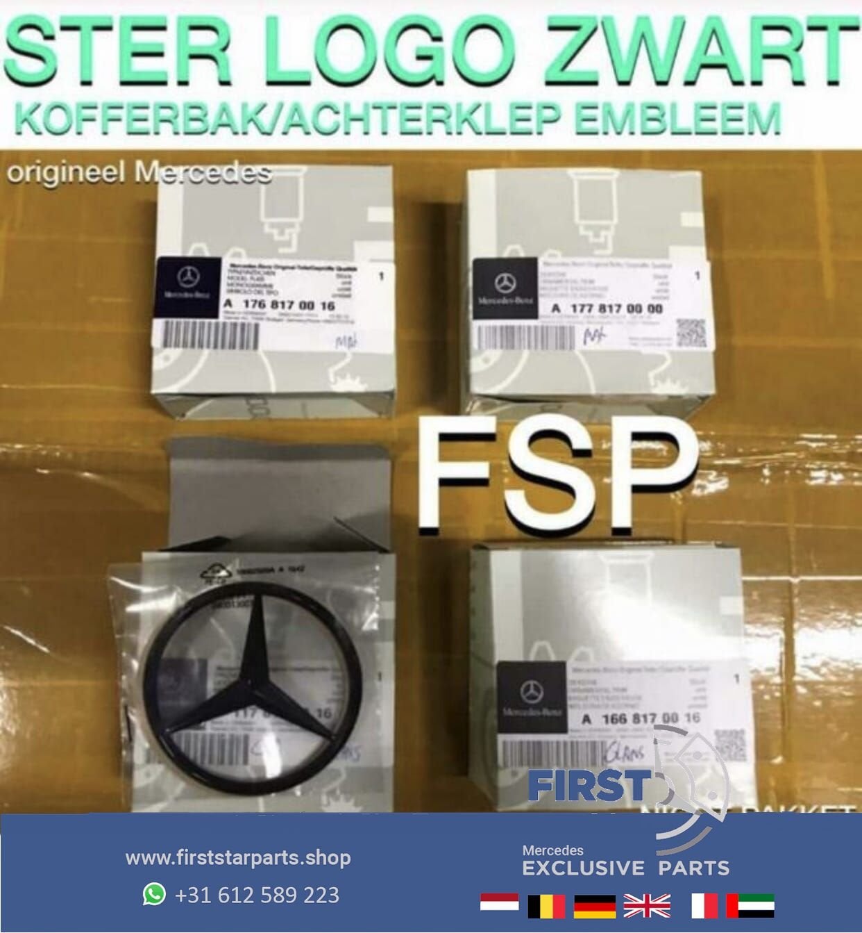 Mercedes KOFFERKLEP LOGO KOFFERBAK STER ZWART W204 W205 W212, Auto-onderdelen, Gebruikt, -, Ophalen of Verzenden, -