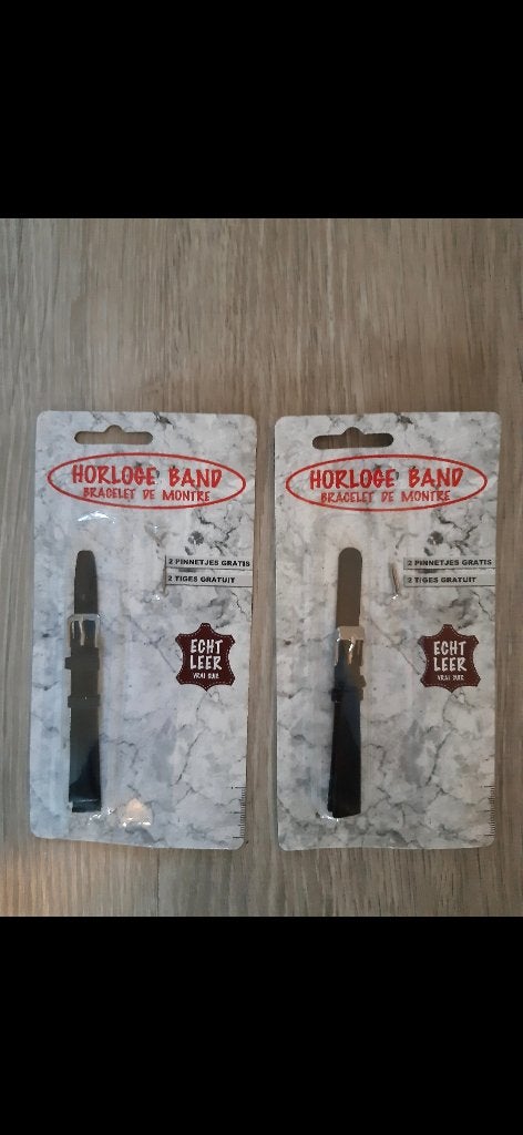Horloge bandje 2 keer in het leer, Enlèvement ou Envoi, Cuir, Autres matériaux, Neuf