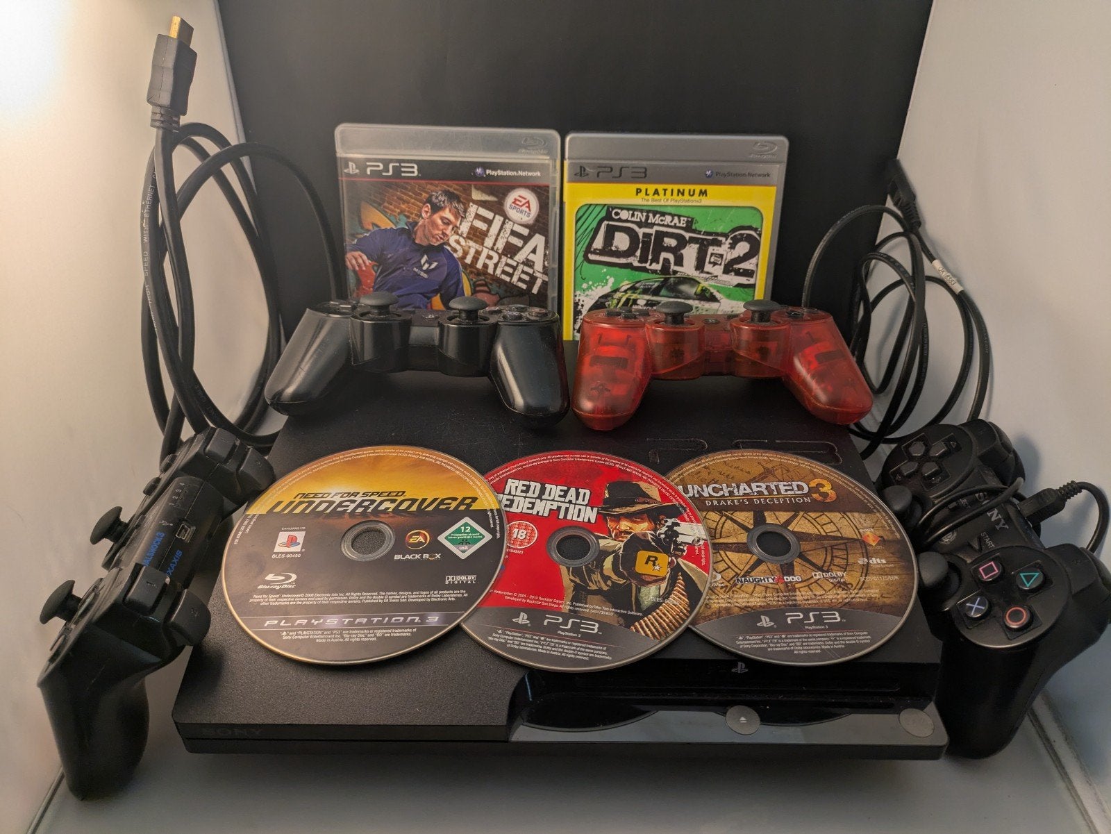 Playstation 3 Slim, 4 Controllers, 5 Games, Games en Spelcomputers, Spelcomputers | Sony PlayStation 3, Slim, Ophalen of Verzenden