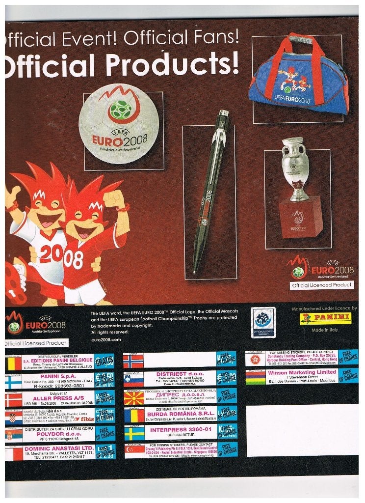 PANINI POUR L'EURO 2008, Collections, Envoi, Neuf, Autres types