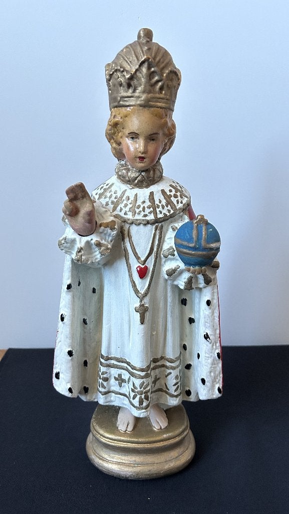 Mooi Beeldje : Kindje Jezus van Praag - Gips - 36cm, Antiek en Kunst, Ophalen of Verzenden