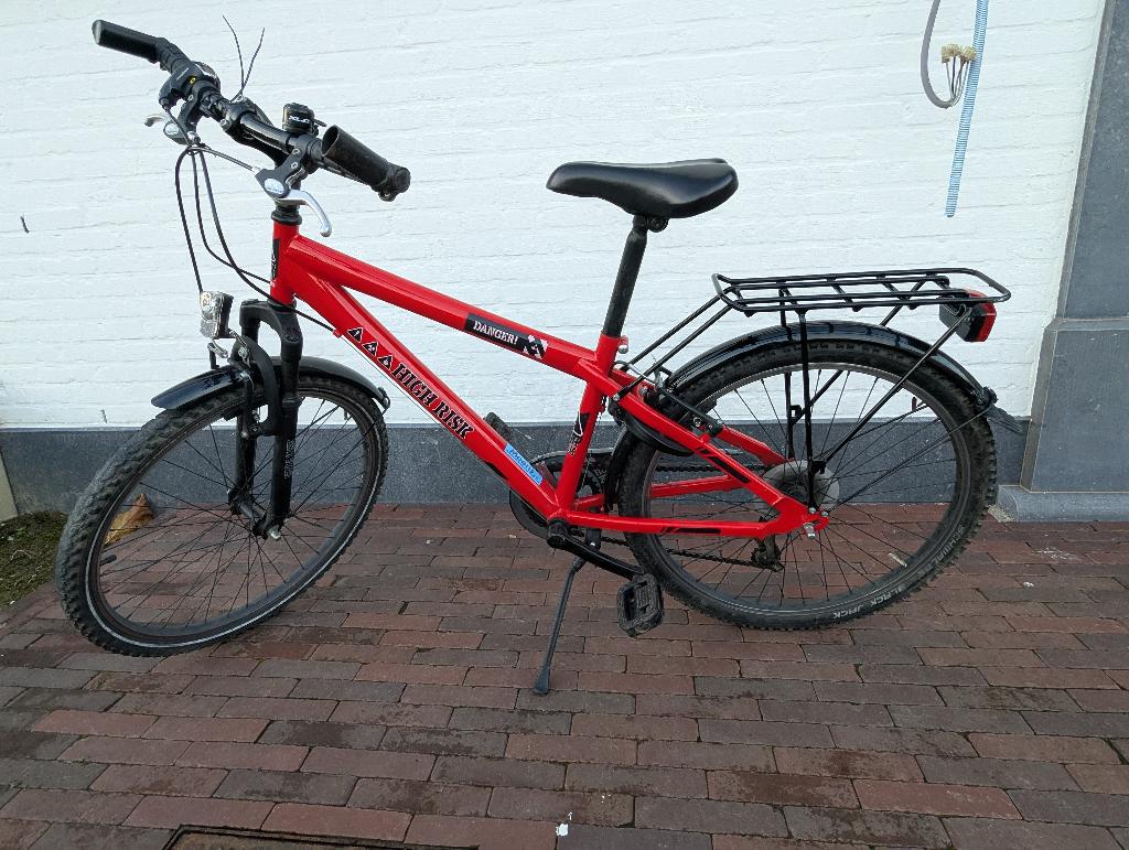 Jongensfiets MTB BFK High Risk Danger 24” Rood, Fietsen en Brommers, Fietsen | Jongens, Ophalen, Gebruikt, 24 inch, Versnellingen