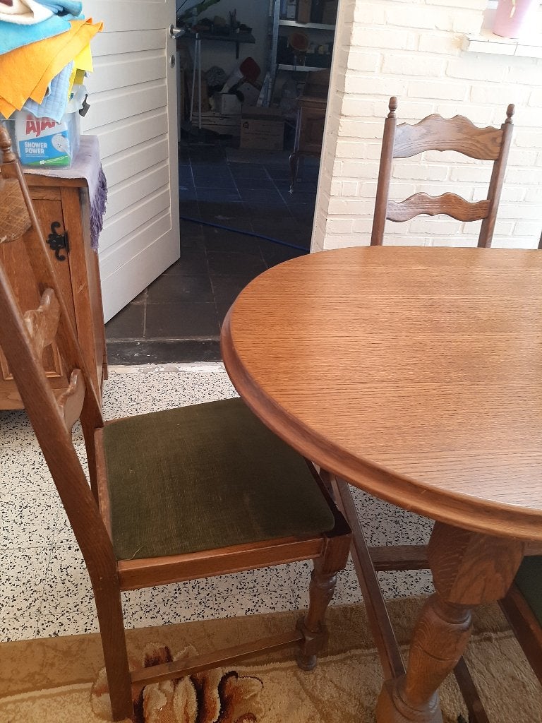 Tafel met 6 stoelen, Huis en Inrichting, Tafels | Eettafels, Ophalen, Gebruikt, Eikenhout, Vijf personen of meer