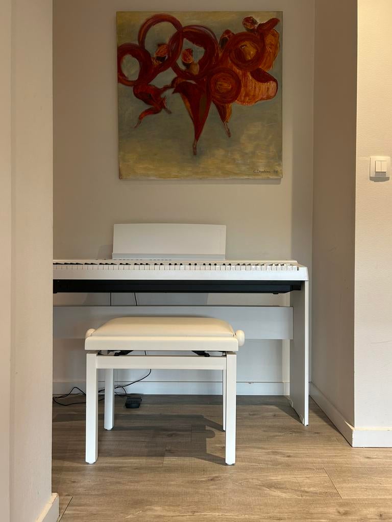 Elektronische Yamaha piano wit met wit Stagg stoeltje, Muziek en Instrumenten, Ophalen, Wit, Digitaal, Nieuw