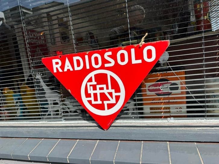 Vintage Radiosolo Emaille Reclamebord - Rood Driehoek