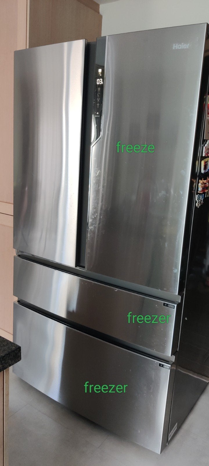 Haier American style double door fridge with freezer, Ophalen