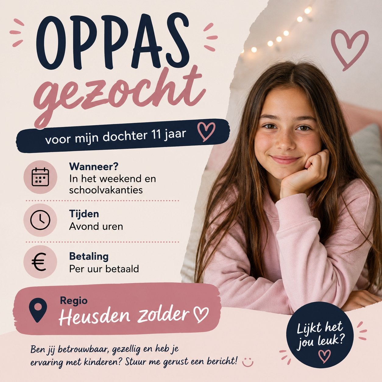 Oppas gezocht, Offres d'emploi