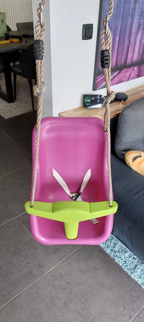 baby schommelzitje Luxe paars/lime, Kinderen en Baby's, Speelgoed | Buiten | Speeltoestellen, Ophalen, Gebruikt, Schommel