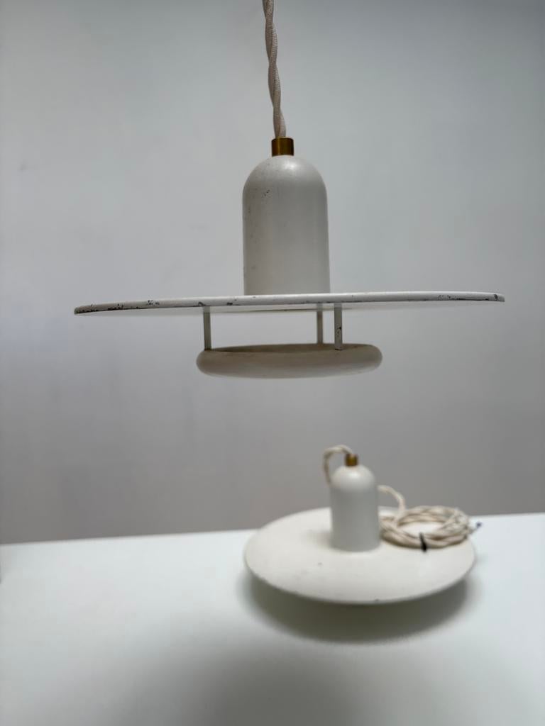 Vintage design metalen hanglampen Scandinavische, Ophalen of Verzenden, Gebruikt, Metaal