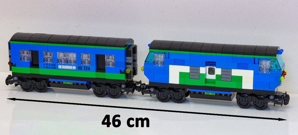 LEGO blauwe dieseltrein met passagierswagon, lengte 46 cm, Enlèvement ou Envoi, Utilisé, Lego, City