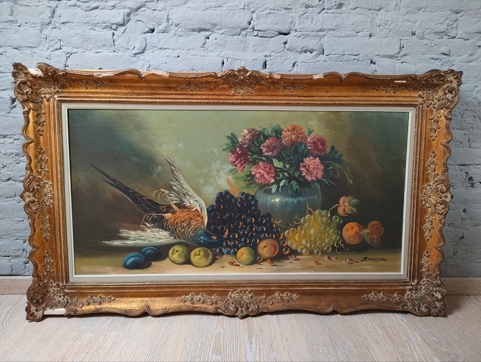 Antiek schilderij Braems, Signé, Enlèvement, Nature morte, Toile