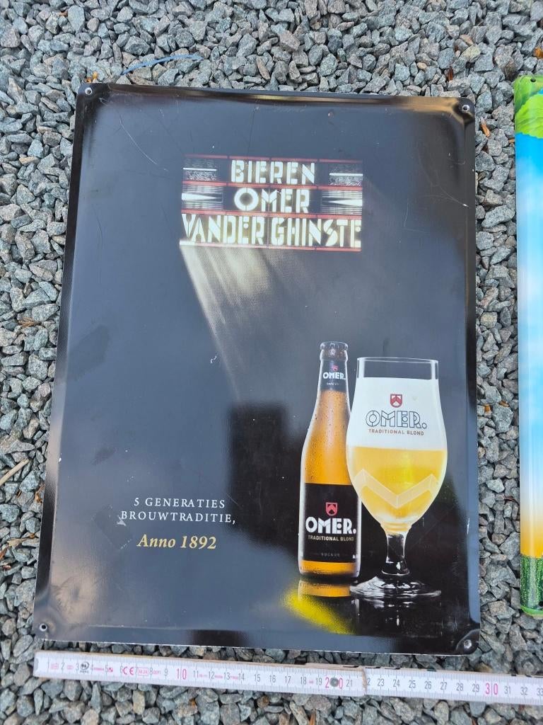 Omer (Vander Ghinste) metalen reclamebord, Verzamelen, Ophalen, Zo goed als nieuw, Reclamebord, Plaat of Schild, Overige merken
