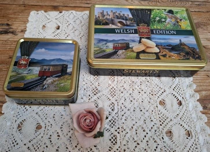 Schots Stewart's fudge blikje en shortbread blik met treinen, Enlèvement ou Envoi, Utilisé, Autre, Autres marques
