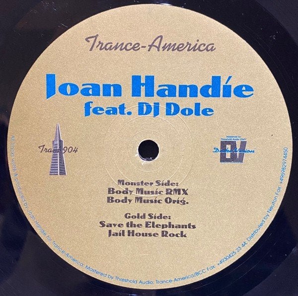 12inch JOAN HANDIE feat DJ Dole : Save The Elephants, CD & DVD, 12 pouces, House, Enlèvement ou Envoi, Utilisé