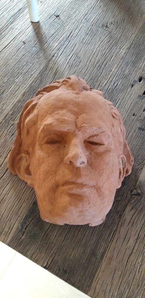 Terracotta masker levensmasker Pol Quentin gesigneerd, Ophalen