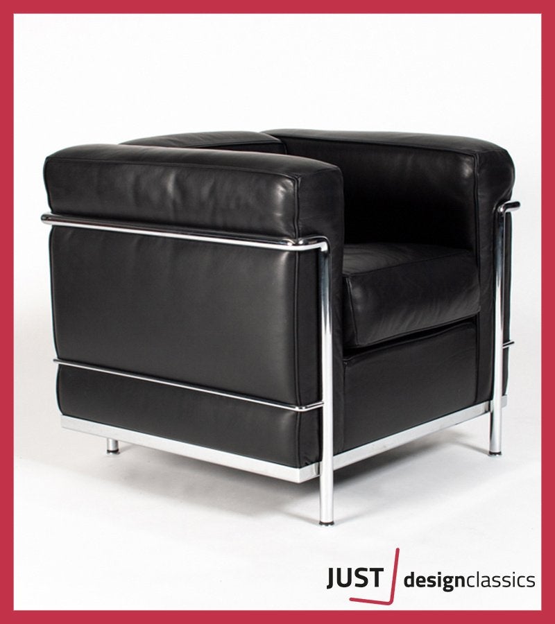 Cassina LC2 Zwart Leder Chroom  (voorraad:2), Maison & Meubles, Enlèvement, Comme neuf