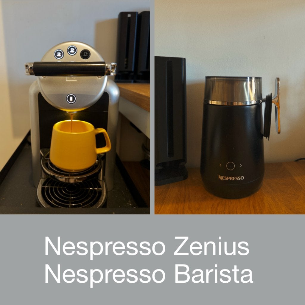 Offre combo: Nespresso Zenius + Nespresso Barista, Electroménager, Cafetières, Réservoir d'eau amovible, Combiné, Dosettes et capsules de café