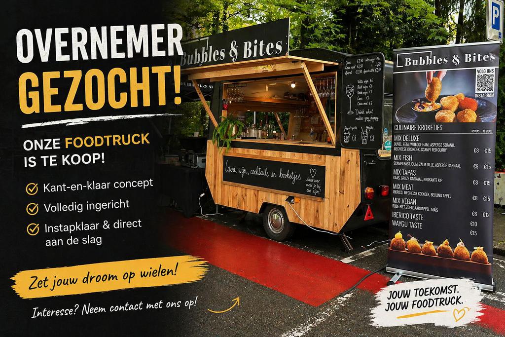 Foodtruck totaal concept (bubbles and bites) -750kg overname, Ophalen of Verzenden