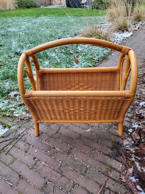 Rotan Tijdschriftbak, Huis en Inrichting, Woonaccessoires | Krantenbakken en Lectuurbakken, Krantenbak, Vintage, Ophalen