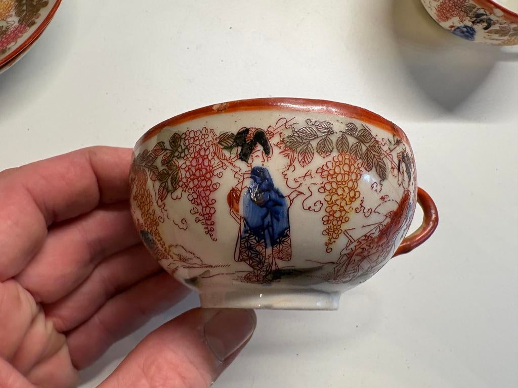 Paire de tasses Japonaises KUTANI - Porcelaine ancienne, Enlèvement