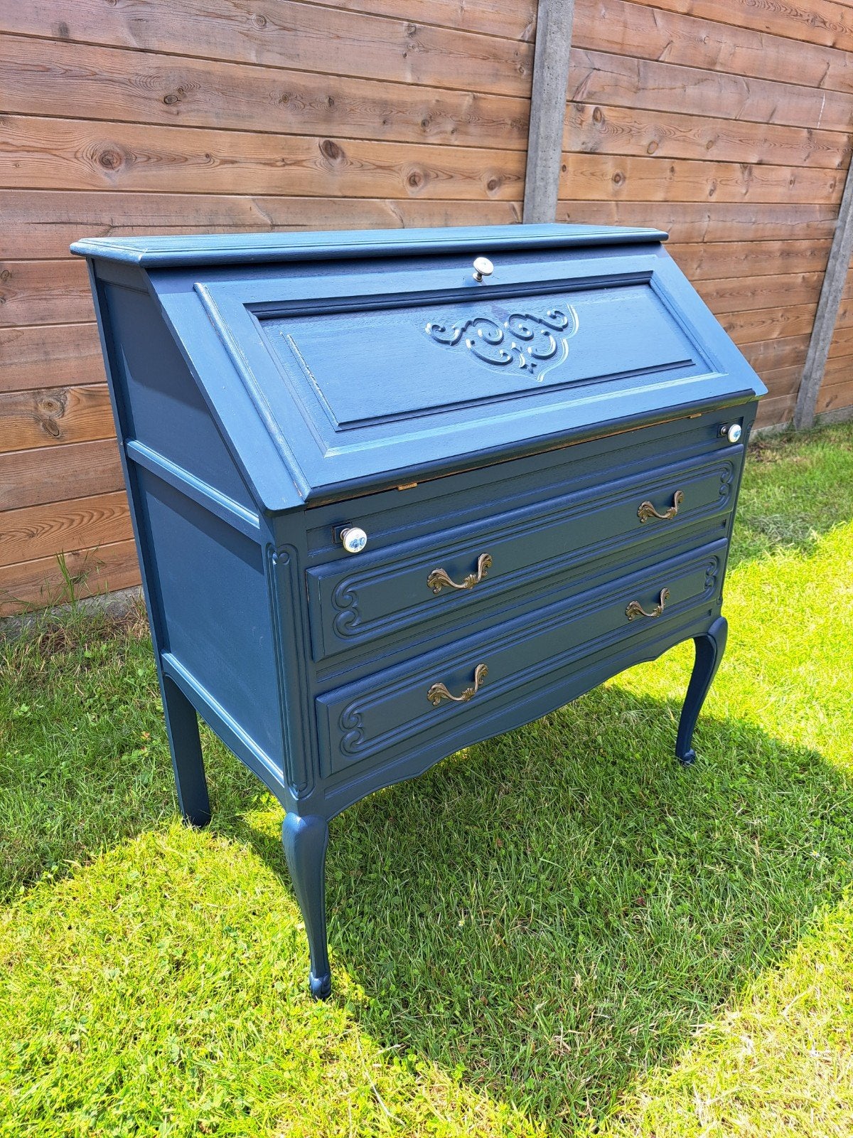 Prachtige Gerenoveerde Vintage Secretaire / Schrijftafel – D, Ophalen of Verzenden, Zo goed als nieuw, Upcycling