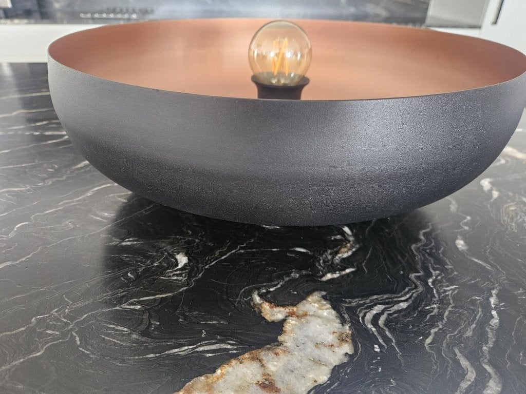 Grand abat-jour rond Ø39,5 cm - noir/cuivre, Modern/Industrieel, Enlèvement ou Envoi, Métal, E27 (grand)