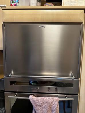 Porte coulissante SMEG inox pour micro-ondes – très bon état, Ophalen, Zo goed als nieuw, Tussenbouw, Microgolfoven