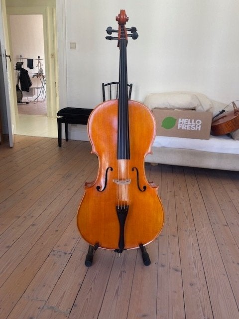 cello, Enlèvement, Comme neuf, Violoncelle 4/4, Avec valise