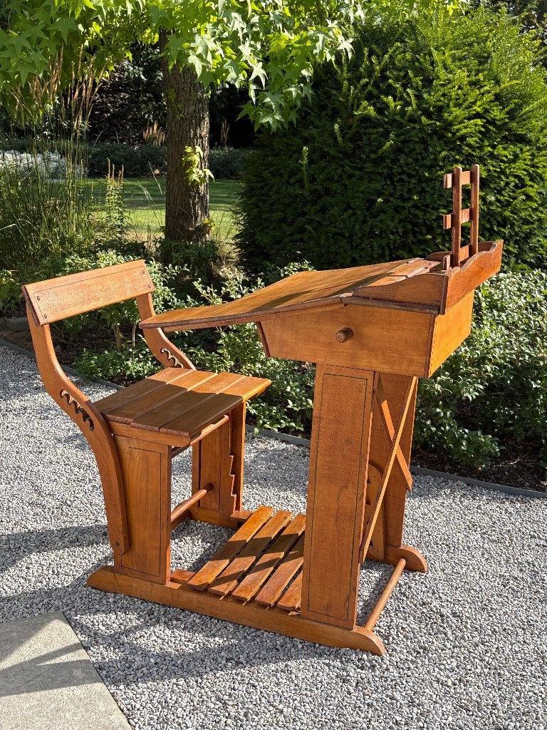 Vintage schoolbank-mooi interieurstuk, Ophalen, Overige typen, Gebruikt, Hout