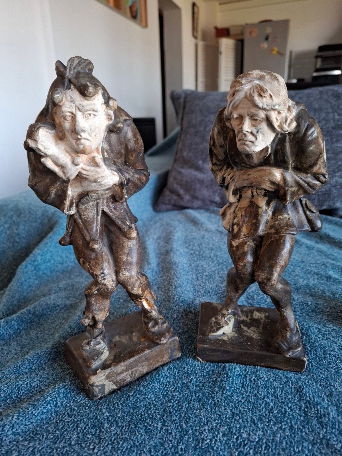 Paires  de statues  Comédie Dell arte.., Ophalen of Verzenden