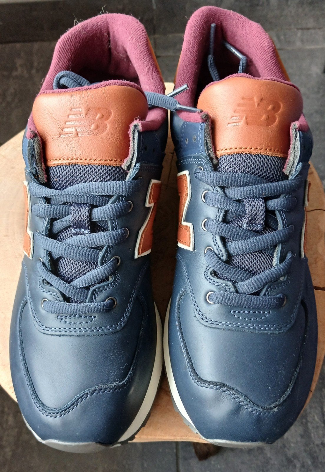New Balance 574 Leather - Natural Indigo & Saddle Brown - Ma, Ophalen, Sneakers