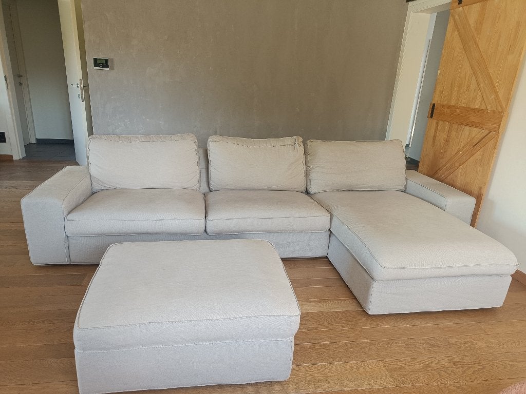 Kivik 4-zitsbank met chaise longue en voetenbank, Ophalen, Gebruikt, Vierpersoons of meer, Hout