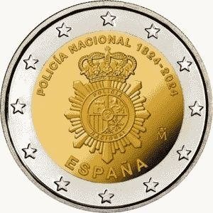 2 euros par cuillère Édition 2024 : Espagne, Police, Enlèvement ou Envoi, Espagne, 2 euros, Monnaie en vrac