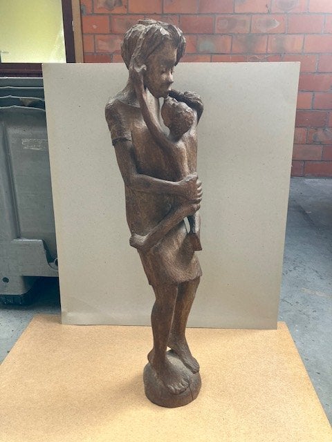 Beeld 'Moeder en kind' (groot), Ophalen, 50 - 100 cm, Handgemaakt, Beeld