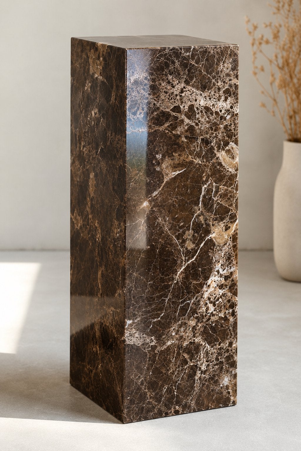 Exclusieve marmeren zuil – Emperador Dark – 35 x 35 x 100 cm, Ophalen of Verzenden, Zo goed als nieuw
