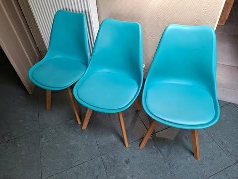 stoelen, Huis en Inrichting, Stoelen, Ophalen, Kunststof, Drie, Blauw