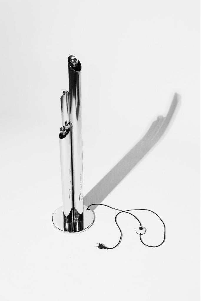 Space age design chrome lamp jaren 70., Ophalen of Verzenden, Metaal