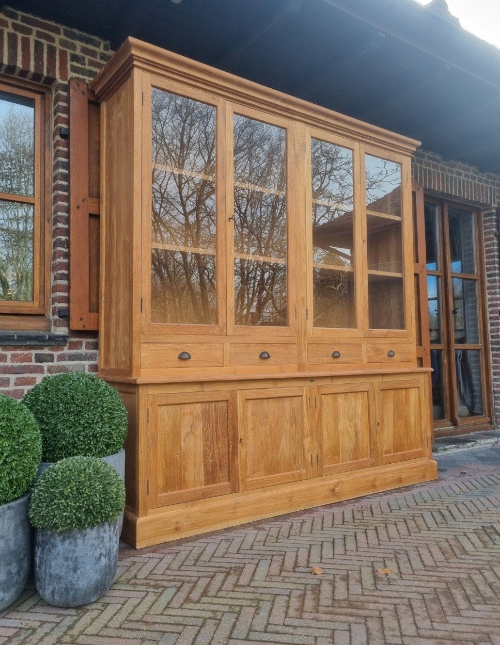 buffet/vitrine en teck ART :, Maison & Meubles, Teck, 200 cm ou plus, ., Comme neuf