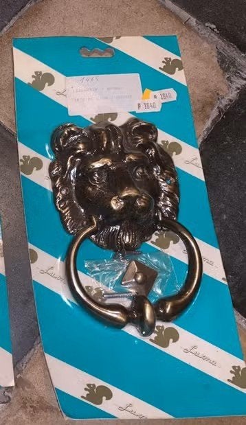 Heurtoir de porte tête de lion en bronze, Enlèvement ou Envoi