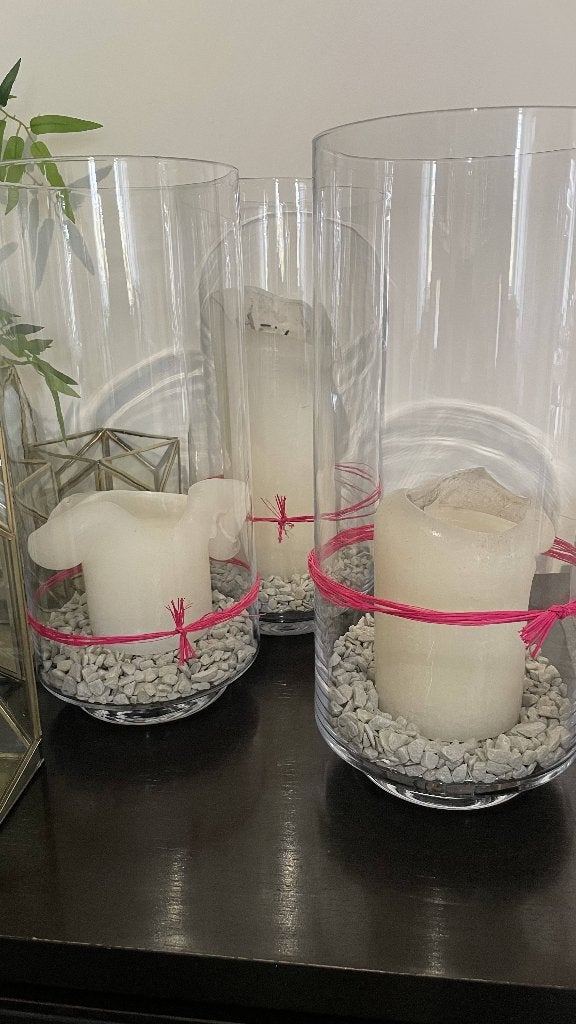 3 Hoge luxe vazen met kaarsen en deco, Huis en Inrichting, Ophalen, Was, Kaars