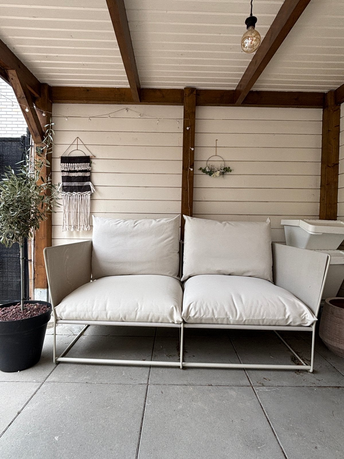 IKEA HAVSTEN tweezits loungesofa – beige, Tuin en Terras, Tuinsets en Loungesets, Ophalen, Zo goed als nieuw