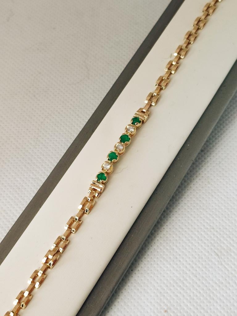 18kt gouden armband met smaragden en diamanten, Ophalen of Verzenden, Zo goed als nieuw, Met edelsteen, Goud